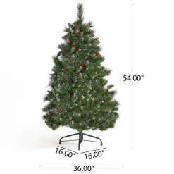 Pre-Lit Christmas Trees*The Holiday Aisle 4.5' Green Spruce Artificial Christmas Tree With 200 Multi-Colored Lights