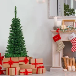 Pre-Lit Christmas Trees*The Holiday Aisle 4.5' Green Spruce Artificial Christmas Tree With 150 Multi-Color Lights