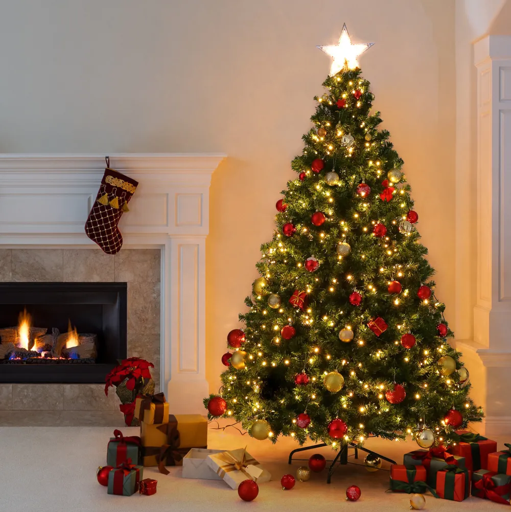 Pre-Lit Christmas Trees*The Holiday Aisle 70.87" Green Spruce Christmas Tree With 300 Led Lights