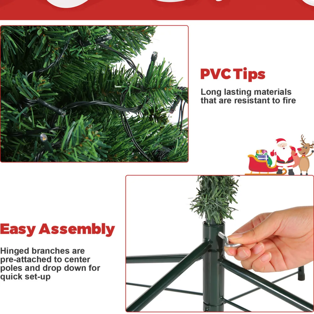 Pre-Lit Christmas Trees*The Holiday Aisle 70.87" Green Spruce Christmas Tree With 300 Led Lights