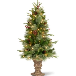 Pre-Lit Christmas Trees*Three Posts 4' Green Spruce Christmas Tree With 100 Clear/White Lights