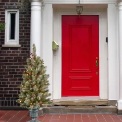 Pre-Lit Christmas Trees*Three Posts 48" H Artificial Pine Flocked/Frosted Christmas Tree With 100 Lights