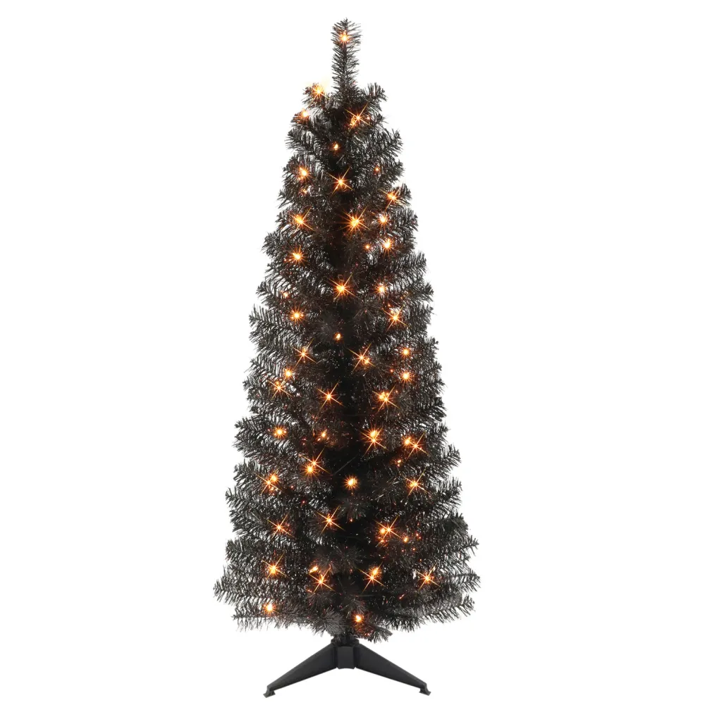 Pre-Lit Christmas Trees*The Holiday Aisle 54" H Black Fir Christmas Tree With 70 Lights
