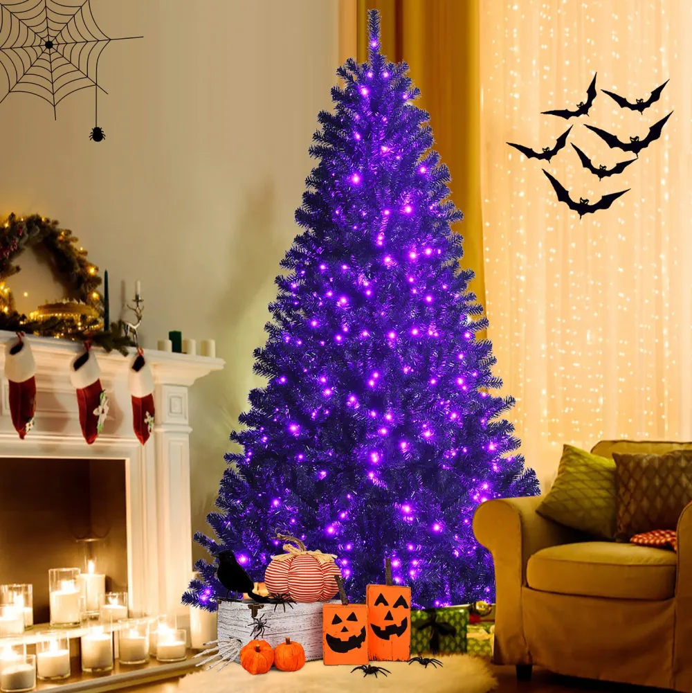 Pre-Lit Christmas Trees*The Holiday Aisle 84" H Black Pine Cashmere Christmas Tree With 500 Led Lights