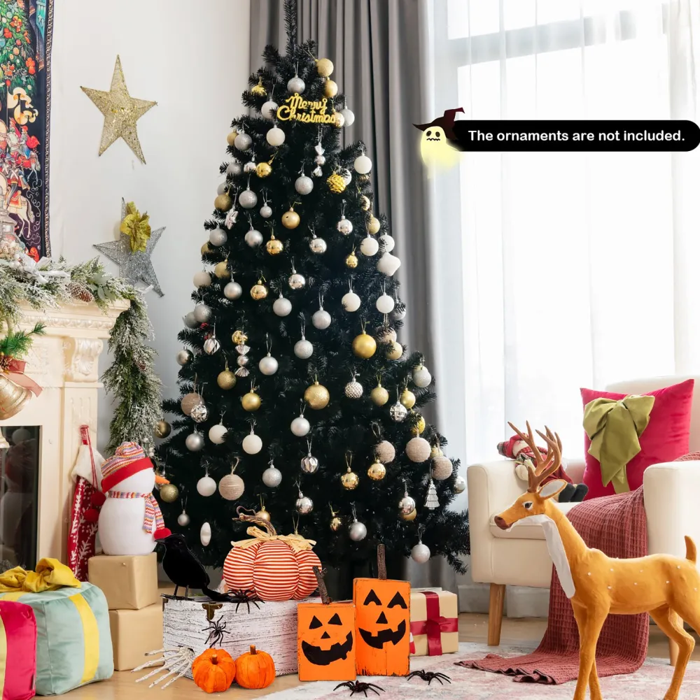Pre-Lit Christmas Trees*The Holiday Aisle 84" H Black Pine Cashmere Christmas Tree With 500 Led Lights