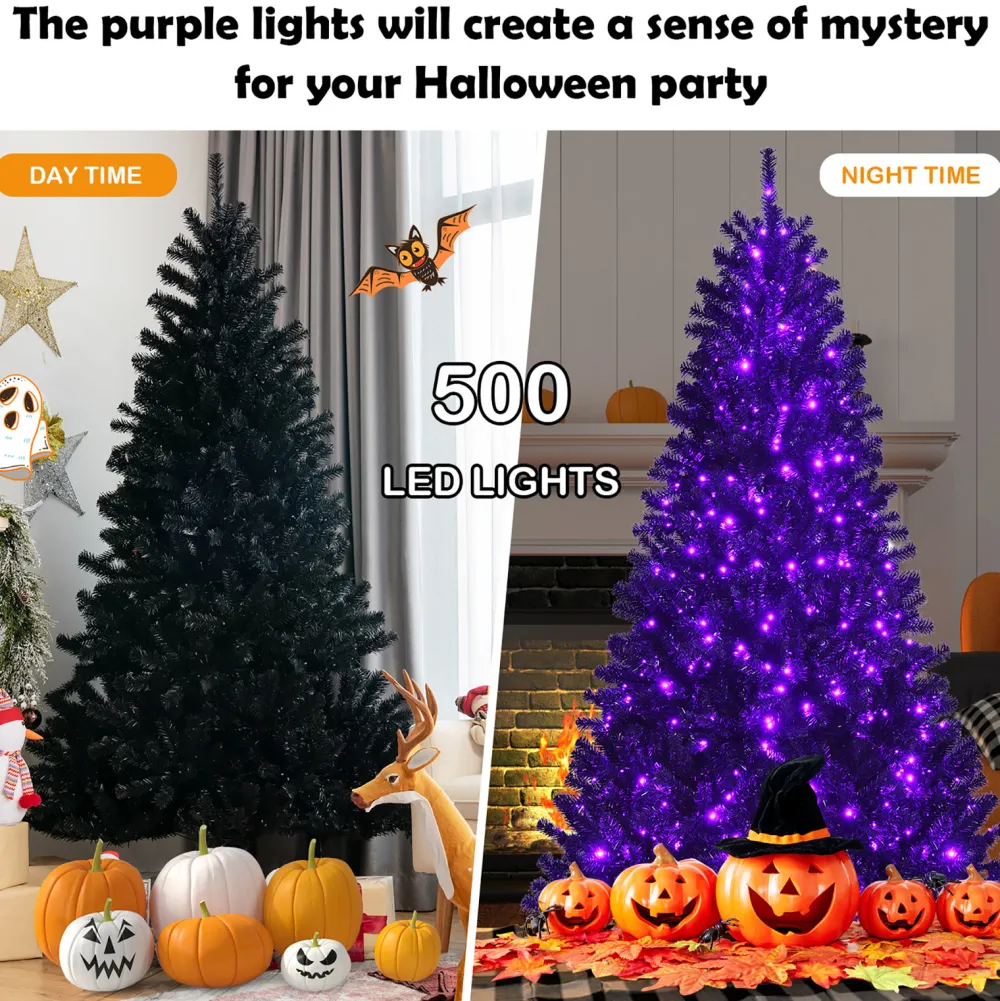 Pre-Lit Christmas Trees*The Holiday Aisle 84" H Black Pine Cashmere Christmas Tree With 500 Led Lights