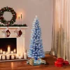 Pre-Lit Christmas Trees*The Holiday Aisle 4'6" H Blue Frosted Christmas Tree With 100 Lights