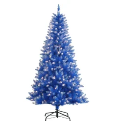Pre-Lit Christmas Trees*The Holiday Aisle 6'6" H Blue Frosted Christmas Tree With 300 Lights