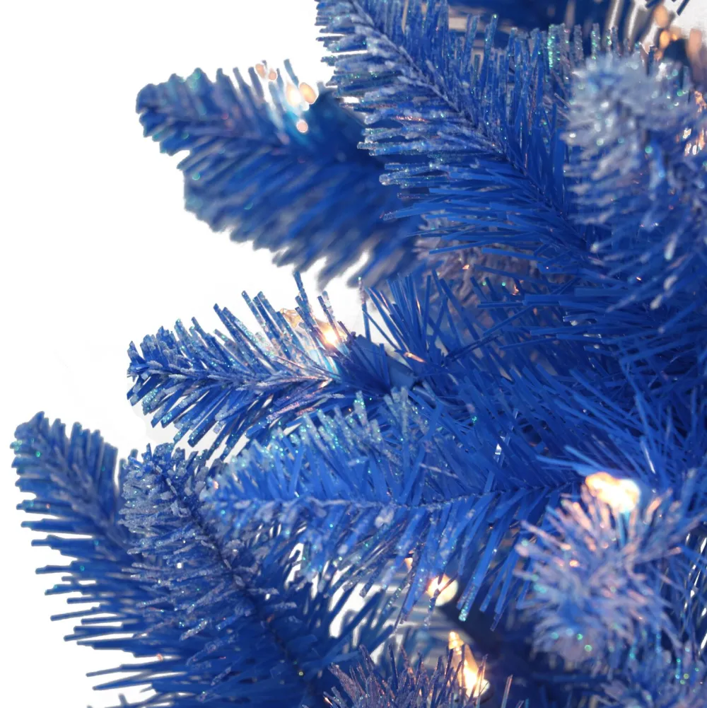 Pre-Lit Christmas Trees*The Holiday Aisle 6'6" H Blue Frosted Christmas Tree With 300 Lights