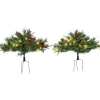 Pre-Lit Christmas Trees*The Holiday Aisle 4'5" H Extra Full Green Realistic Pine Christmas Tree With 24 Led Lights And Pinecones