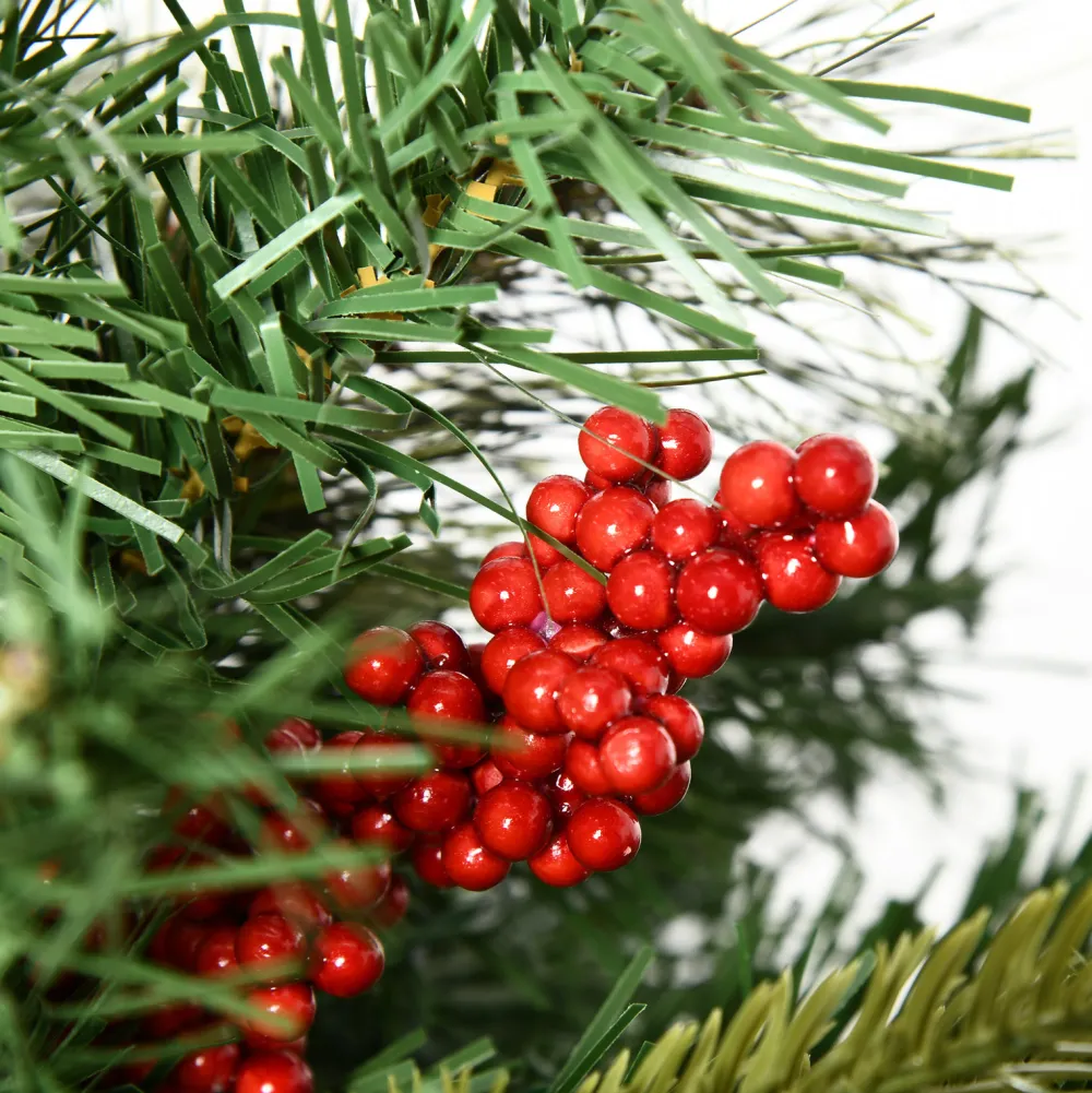 Pre-Lit Christmas Trees*The Holiday Aisle 4'5" H Extra Full Green Realistic Pine Christmas Tree With 24 Led Lights And Pinecones