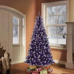 Pre-Lit Christmas Trees*The Holiday Aisle 6.5' H Full Purple Artificial Spruce Cashmere Christmas Tree With 300 Lights