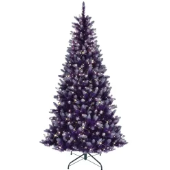 Pre-Lit Christmas Trees*The Holiday Aisle 6.5' H Full Purple Artificial Spruce Cashmere Christmas Tree With 300 Lights