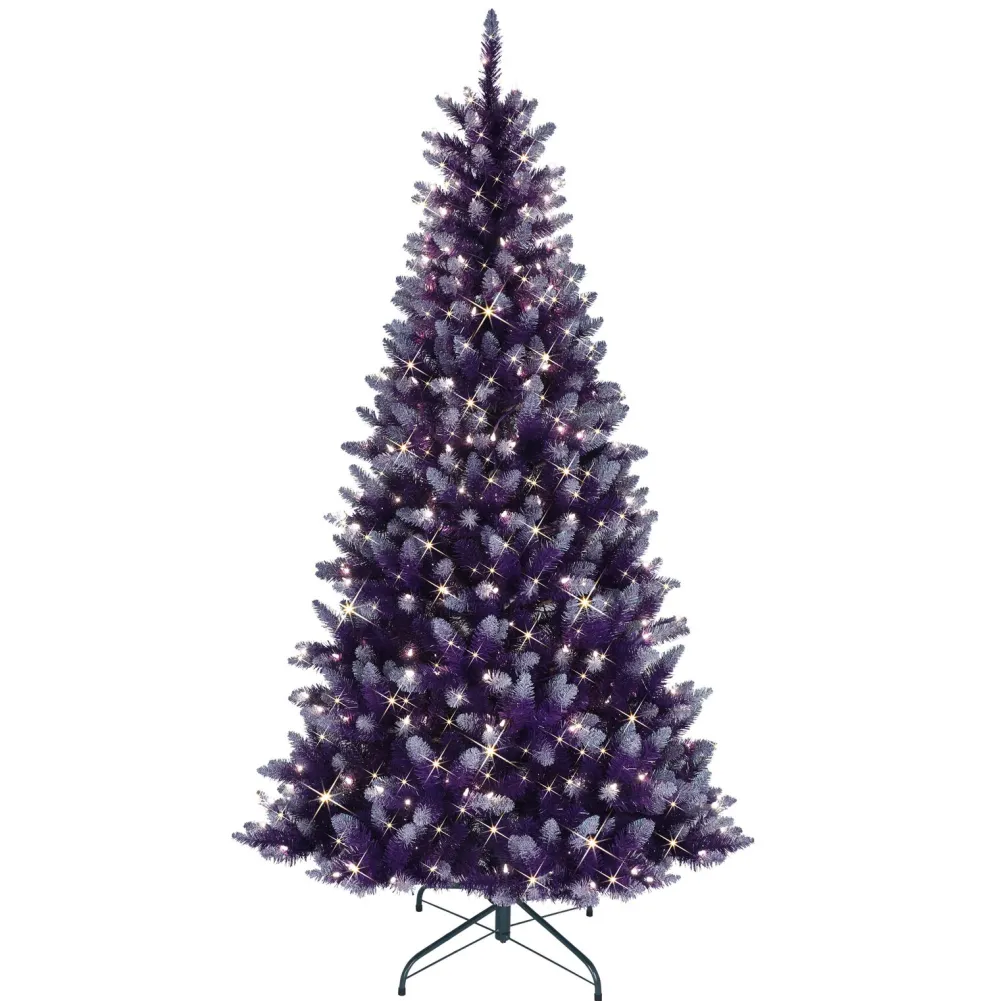 Pre-Lit Christmas Trees*The Holiday Aisle 6.5' H Full Purple Artificial Spruce Cashmere Christmas Tree With 300 Lights