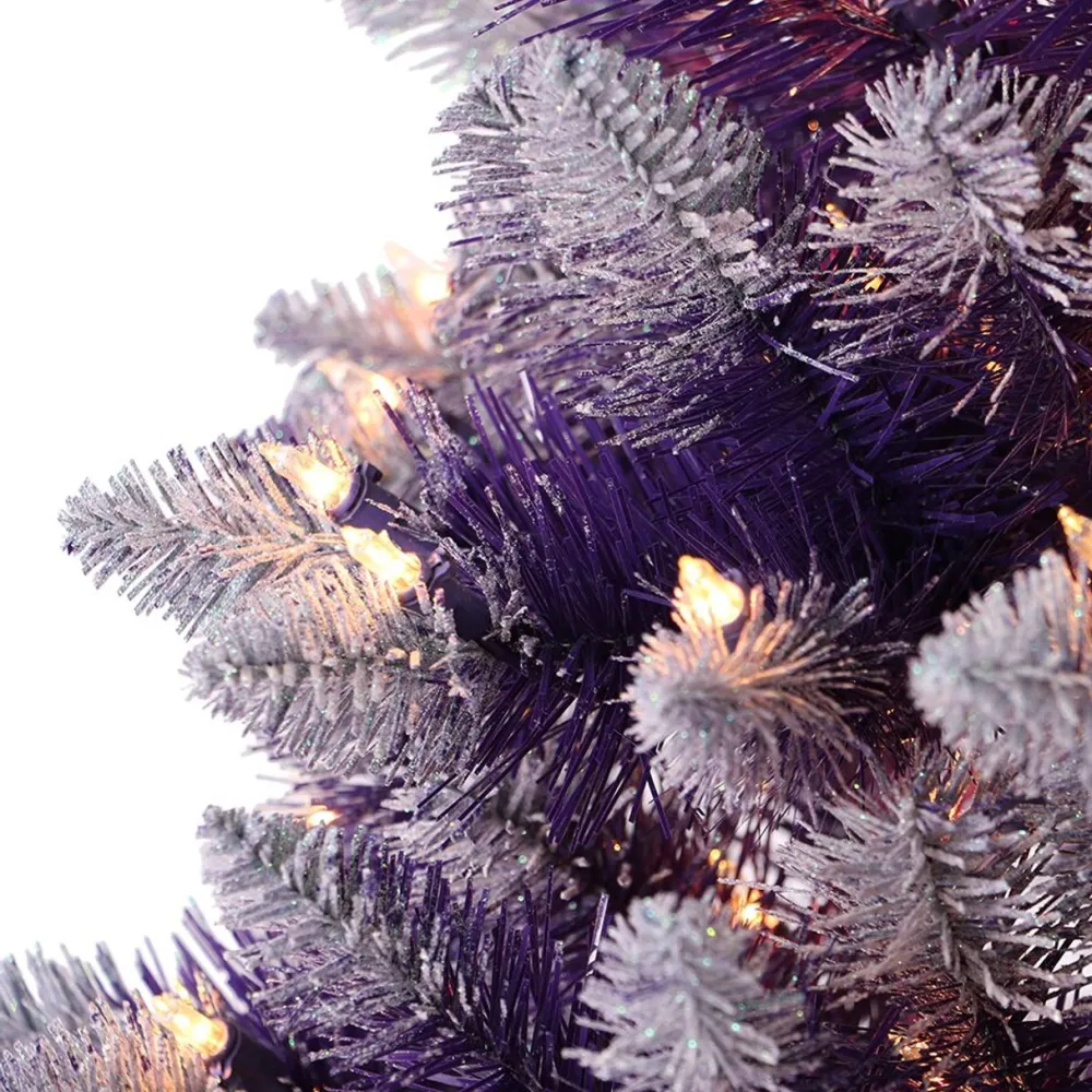 Pre-Lit Christmas Trees*The Holiday Aisle 6.5' H Full Purple Artificial Spruce Cashmere Christmas Tree With 300 Lights