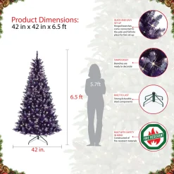 Pre-Lit Christmas Trees*The Holiday Aisle 6.5' H Full Purple Artificial Spruce Cashmere Christmas Tree With 300 Lights