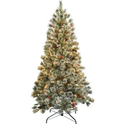 Pre-Lit Christmas Trees*The Holiday Aisle 6' H Green Artificial Pine Cashmere Christmas Tree With 200 Lights