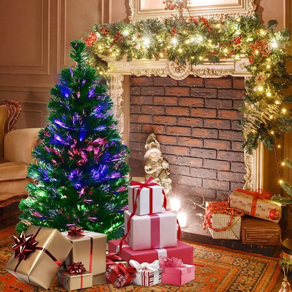 Pre-Lit Christmas Trees*The Holiday Aisle 36'' H Green Fir Cashmere Christmas Tree With Fiber Optic Lights