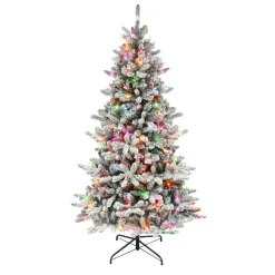 Pre-Lit Christmas Trees*The Holiday Aisle 78" H Green Fir Flocked/Frosted Christmas Tree With 350 Lights