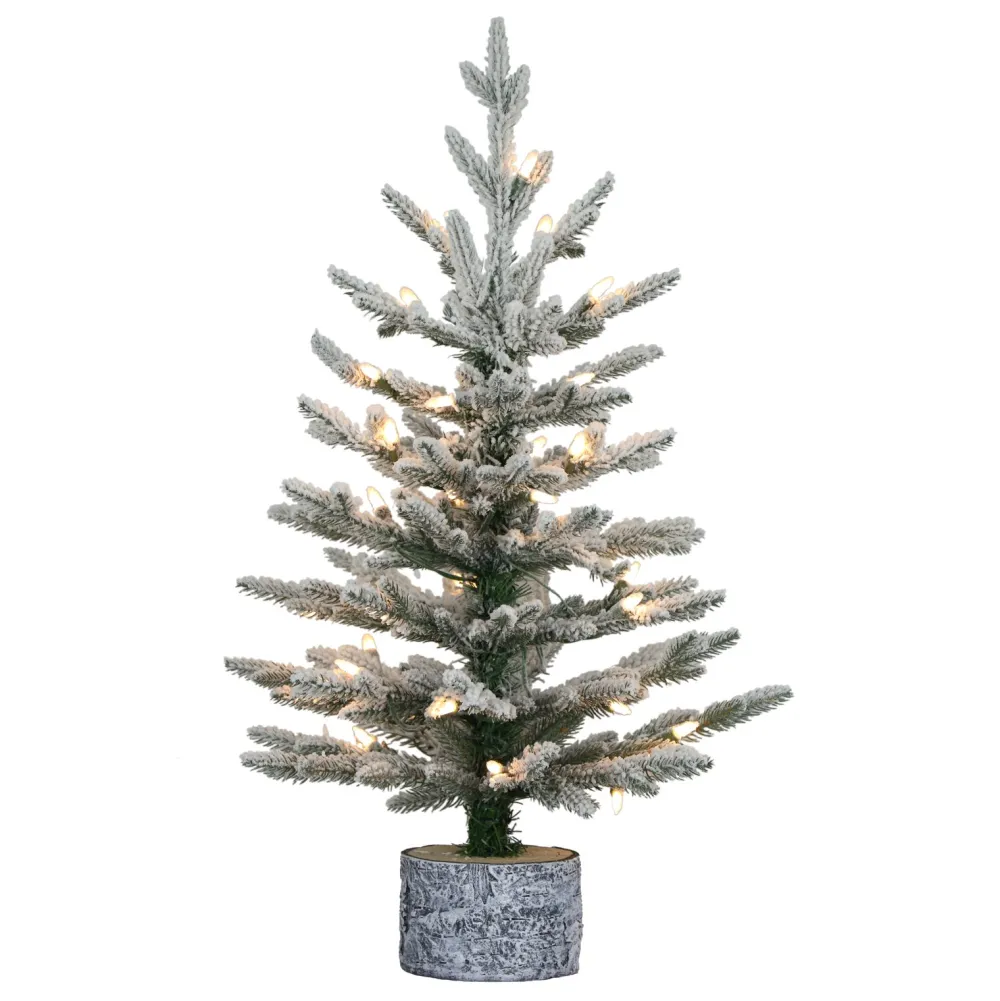 Pre-Lit Christmas Trees*The Holiday Aisle 2' H Green Most Realistic Artificial Pine Frosted Christmas Tree With 30 Lights