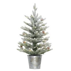 Pre-Lit Christmas Trees*The Holiday Aisle 2' H Green Most Realistic Artificial Pine Frosted Christmas Tree With 35 Led Lights And Pinecones