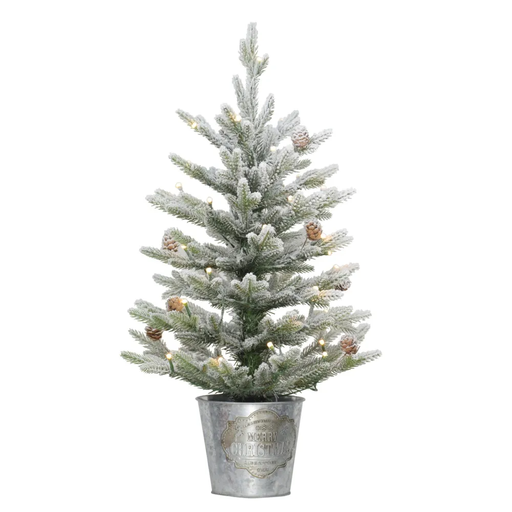 Pre-Lit Christmas Trees*The Holiday Aisle 2' H Green Most Realistic Artificial Pine Frosted Christmas Tree With 35 Led Lights And Pinecones