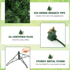 Pre-Lit Christmas Trees*The Holiday Aisle 7' H Green Pine Cashmere Christmas Tree With 150 Mini Incandescent Lights