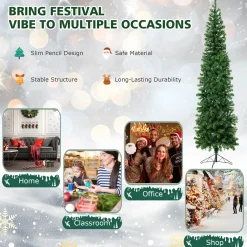 Pre-Lit Christmas Trees*The Holiday Aisle 7' H Green Pine Cashmere Christmas Tree With 150 Mini Incandescent Lights