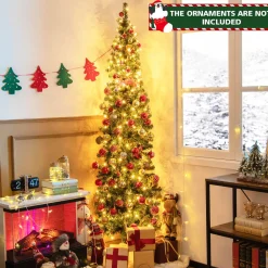 Pre-Lit Christmas Trees*The Holiday Aisle 7' H Green Pine Cashmere Christmas Tree With 150 Mini Incandescent Lights