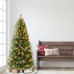 Pre-Lit Christmas Trees*The Holiday Aisle 72" H Green Pine Christmas Tree With 250 Lights