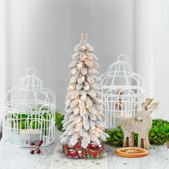 Pre-Lit Christmas Trees*The Holiday Aisle 3' H Green Pine Frosted Christmas Tree With 35 Lights