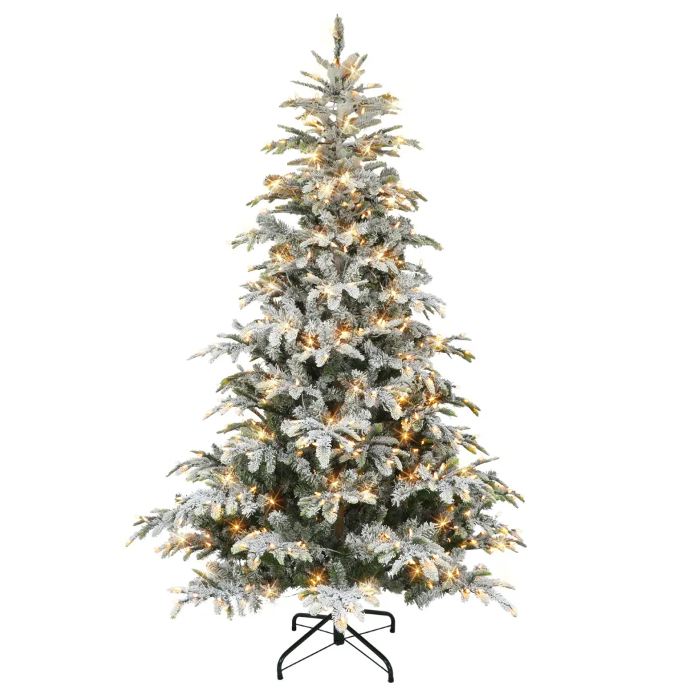 Pre-Lit Christmas Trees*The Holiday Aisle 90" H Green Pvc & Pe Blend Fir Flocked/Frosted Christmas Tree With 600 Led Color Changing/Combination Lights