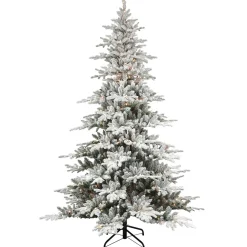 Pre-Lit Christmas Trees*The Holiday Aisle 78" H Green Pvc & Pe Blend Fir Flocked/Frosted Christmas Tree With 350 Lights