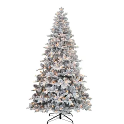 Pre-Lit Christmas Trees*The Holiday Aisle 7'6" H Green Realistic Artificial Pine Frosted Christmas Tree With 450 Lights