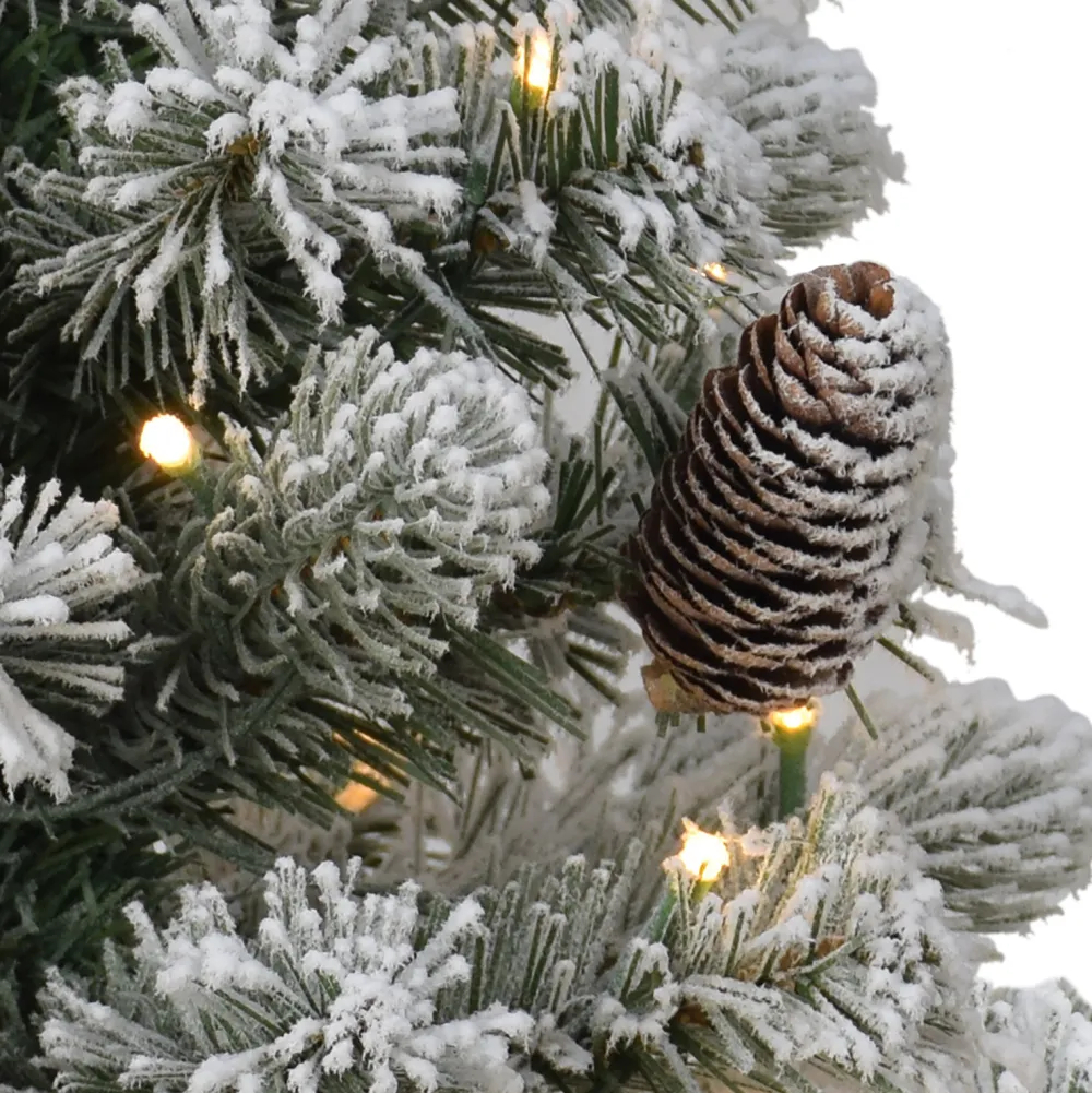 Pre-Lit Christmas Trees*The Holiday Aisle 2' H Green Realistic Artificial Pine Frosted Christmas Tree With 35 Led Lights