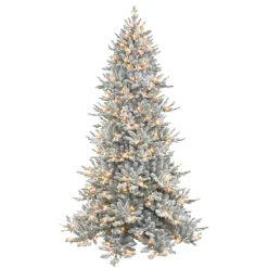 Pre-Lit Christmas Trees*The Holiday Aisle 7'5" H Green Realistic Artificial Fir Flocked/Frosted Christmas Tree With 700 Led Color Changing/Combination Lights