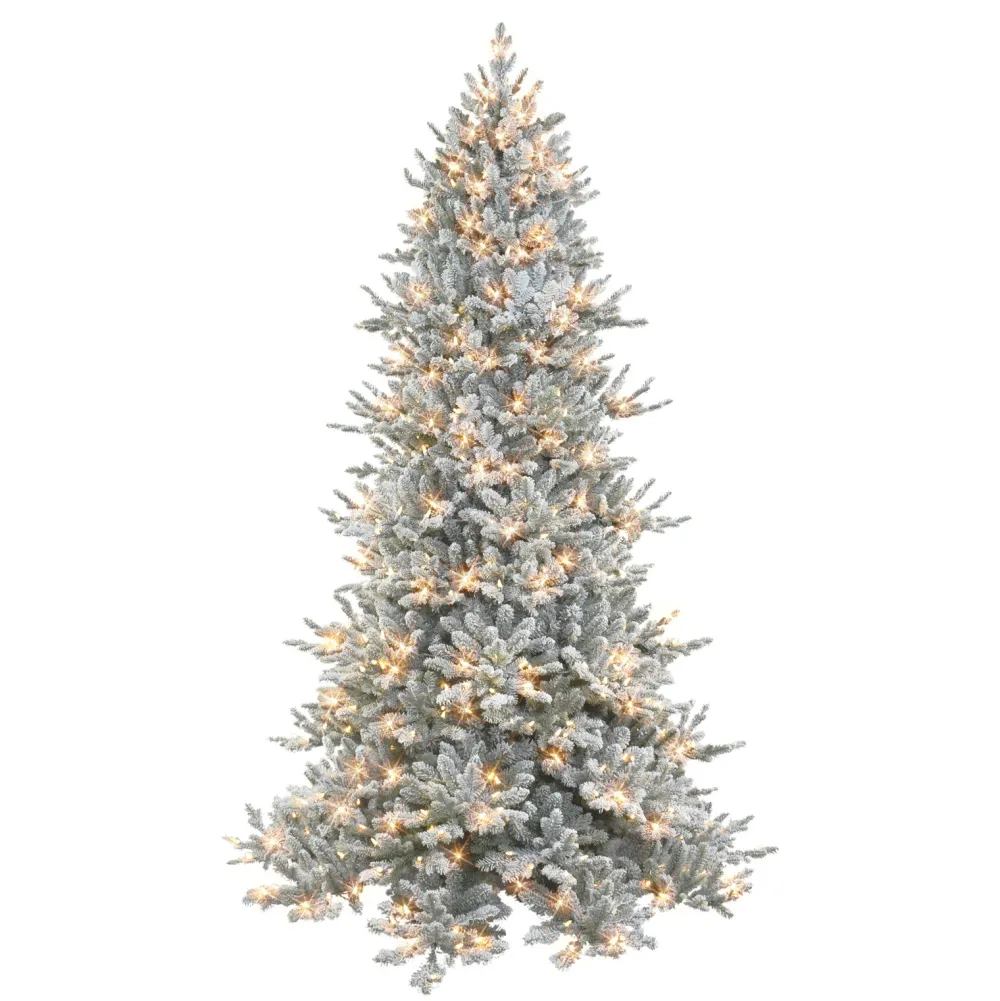 Pre-Lit Christmas Trees*The Holiday Aisle 7'5" H Green Realistic Artificial Fir Flocked/Frosted Christmas Tree With 700 Led Color Changing/Combination Lights