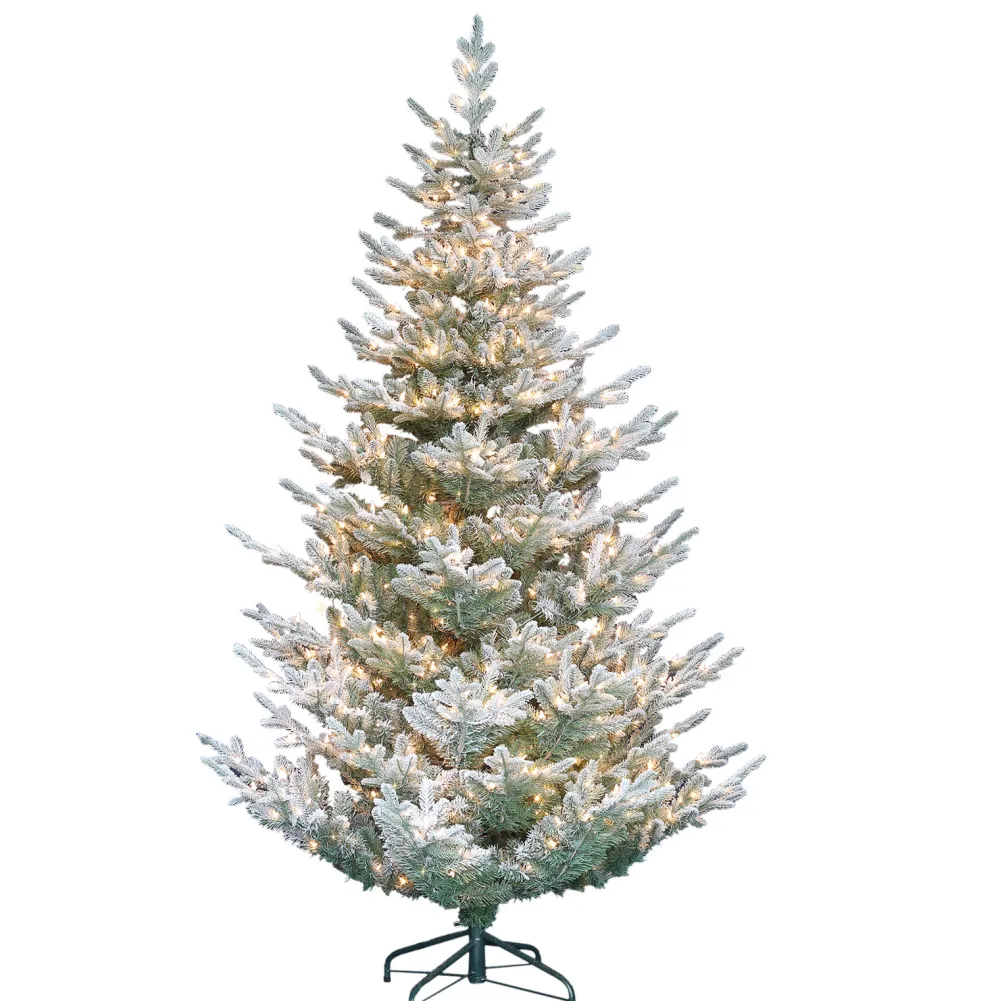 Pre-Lit Christmas Trees*The Holiday Aisle 7'6" H Green Realistic Artificial Spruce Frosted Christmas Tree With 450 Lights