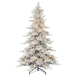 Pre-Lit Christmas Trees*The Holiday Aisle 9' H Green Realistic Artificial Fir Flocked/Frosted Christmas Tree With 800 Lights
