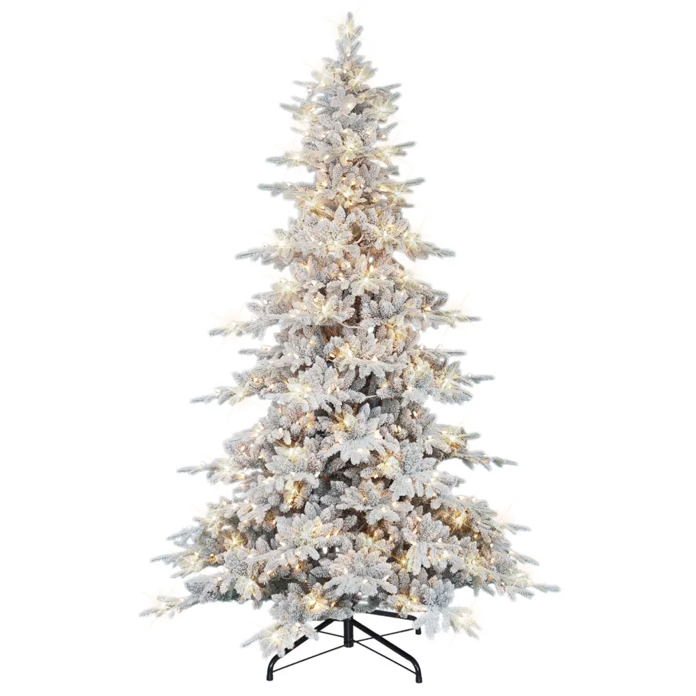 Pre-Lit Christmas Trees*The Holiday Aisle 9' H Green Realistic Artificial Fir Flocked/Frosted Christmas Tree With 800 Lights