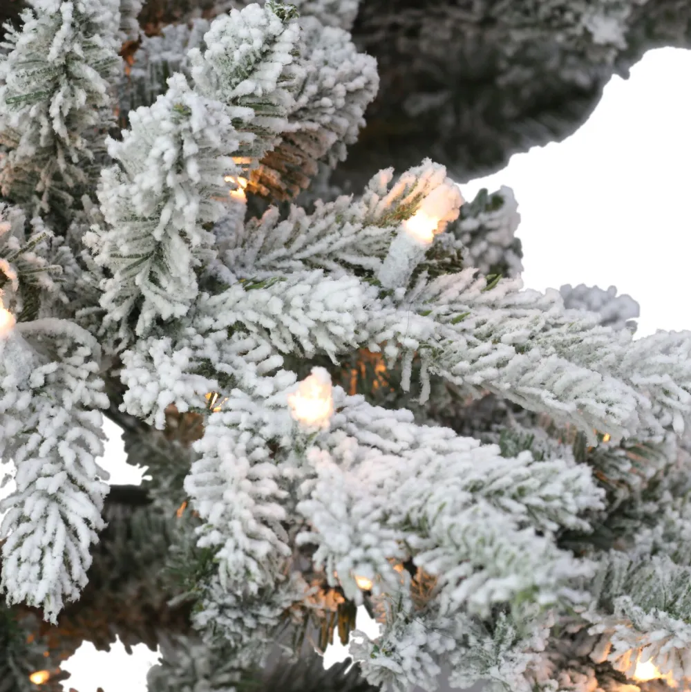 Pre-Lit Christmas Trees*The Holiday Aisle 9' H Green Realistic Artificial Fir Flocked/Frosted Christmas Tree With 800 Lights