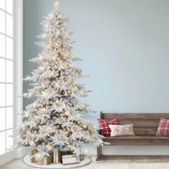 Pre-Lit Christmas Trees*The Holiday Aisle 9' H Green Realistic Artificial Fir Flocked/Frosted Christmas Tree With 800 Lights