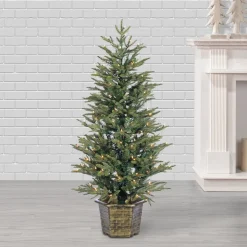 Pre-Lit Christmas Trees*The Holiday Aisle 4'6" H Green Realistic Artificial Pine Christmas Tree With 150 Lights