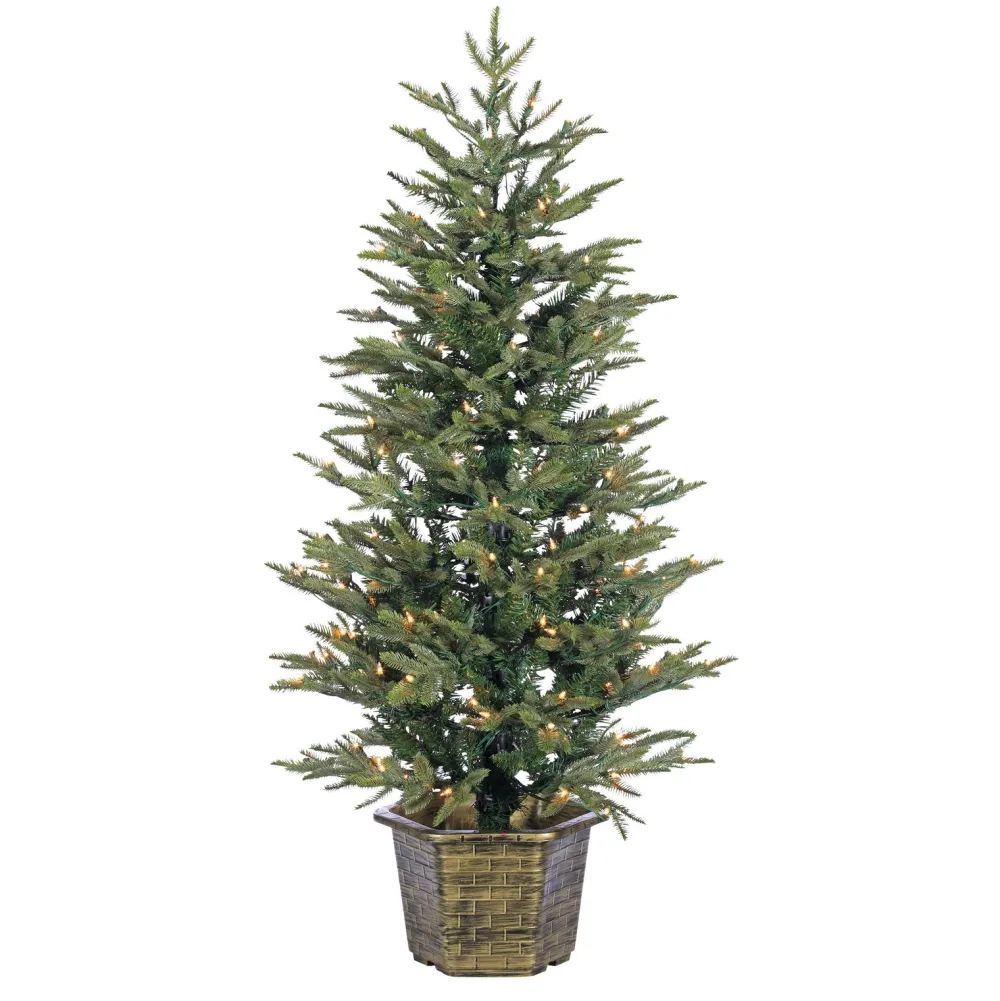 Pre-Lit Christmas Trees*The Holiday Aisle 4'6" H Green Realistic Artificial Pine Christmas Tree With 150 Lights