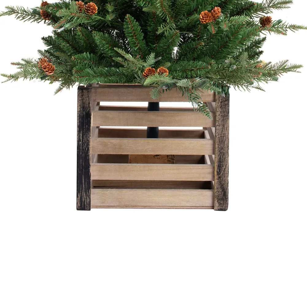 Pre-Lit Christmas Trees*Three Posts 48' H Green Realistic Artificial Fir Christmas Tree With 100 Lights And Pinecones