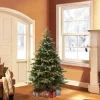 Pre-Lit Christmas Trees*The Holiday Aisle 4'6" H Green Realistic Artificial Spruce Frosted Christmas Tree With 200 Lights