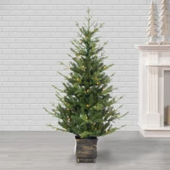 Pre-Lit Christmas Trees*The Holiday Aisle 5' H Green Realistic Artificial Pine Christmas Tree With 100 Led Lights And Berries