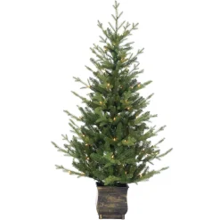 Pre-Lit Christmas Trees*The Holiday Aisle 5' H Green Realistic Artificial Pine Christmas Tree With 100 Led Lights And Berries