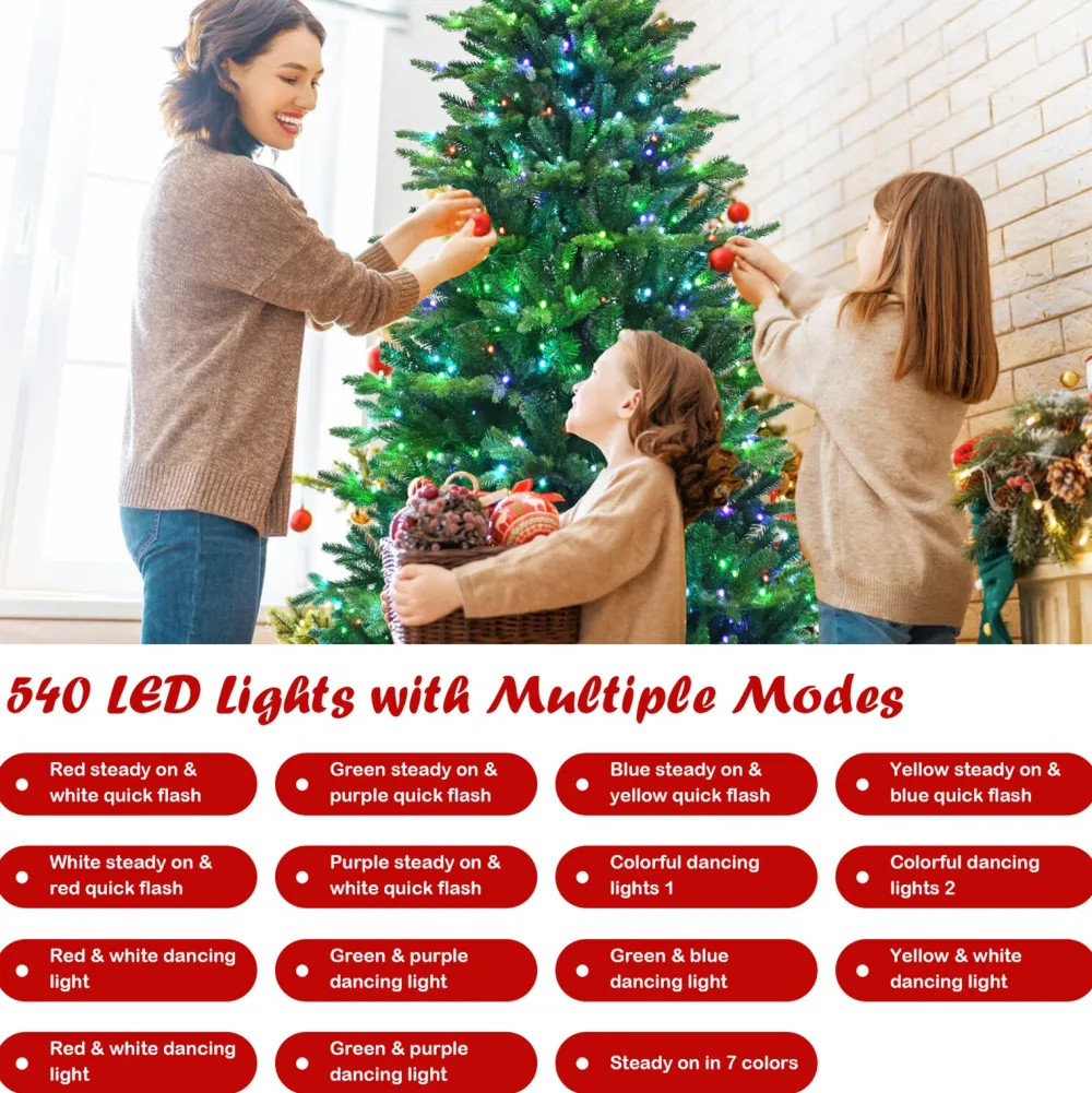 Pre-Lit Christmas Trees*The Holiday Aisle 84'' H Green Realistic Cashmere Christmas Tree With 540 Led Lights