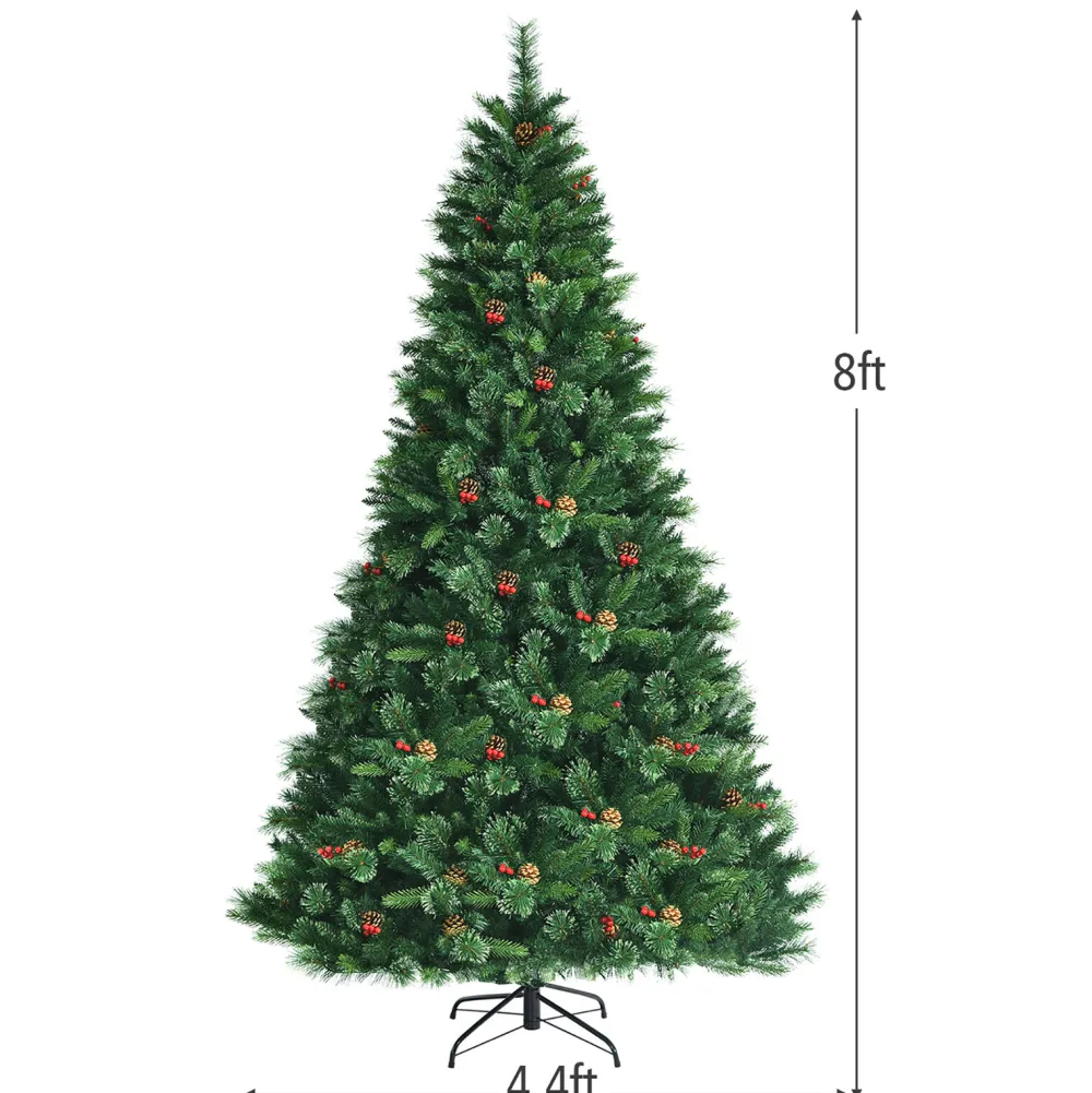 Pre-Lit Christmas Trees*The Holiday Aisle 96'' H Green Realistic Pine Cashmere Christmas Tree With 600 Led Lights